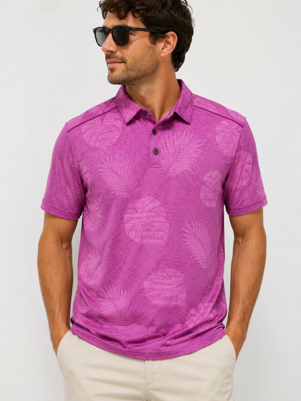 Tommy Bahama IslandZone Pink Tropical Performance Polo Shirt L  Category